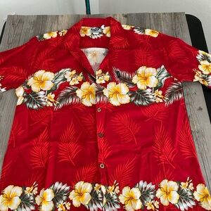 Paradise Style Mens Hawaiian Magnum P.I. Tropical Floral Button Shirt Vintage L